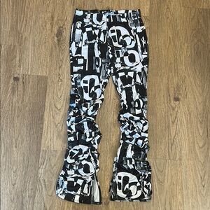 Stylish Graphic Print Stacked Pants